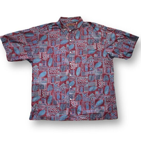 Tori Richard Shirt Hawaiian Printed Red Multicolored Tropical Palm Aloha XXL - Picture 3 of 9